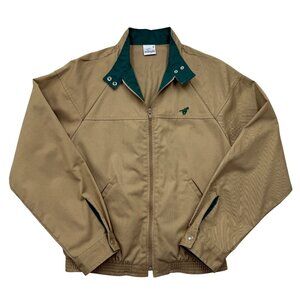 VTG Wrangler Canvas Jacket Zip Up Jacket Logo Normcore Retro Preppy Tan Womens